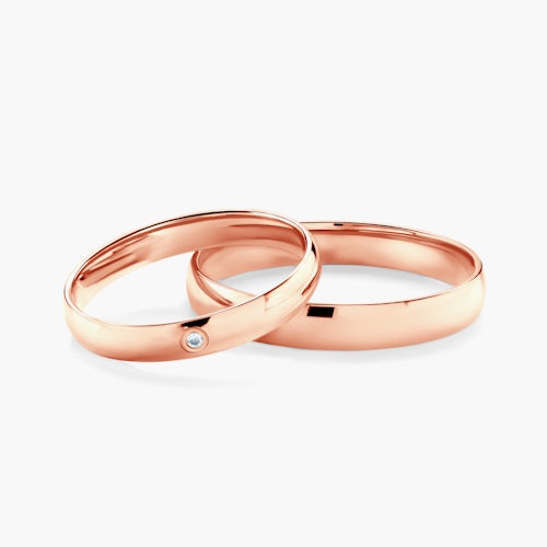 Obrączki ślubne: różowe złoto, półokrągłe, 3 mm